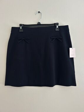 LC Lauren Conrad Navy Blue Mini Skirt with Dual Bow Accents